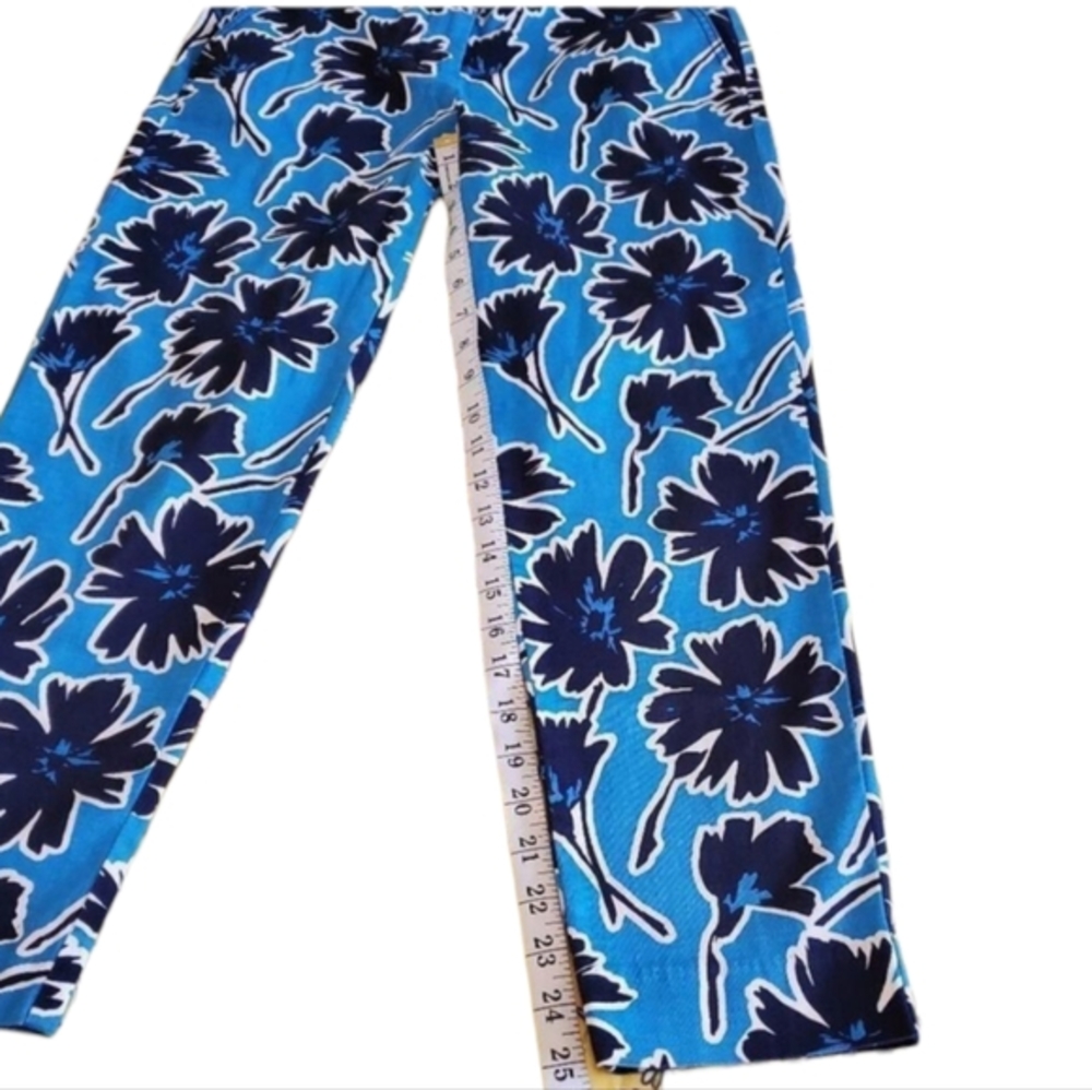 J. Crew Floral Print Stretch‎ Cropped Pants Blue Black Casual Career Trousers 2 - Picture 11 of 11